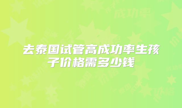 去泰国试管高成功率生孩子价格需多少钱
