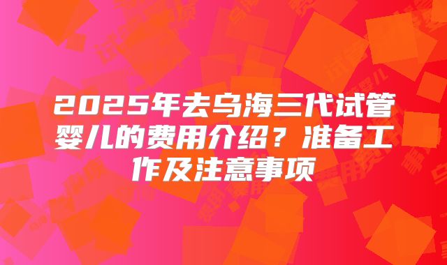 2025年去乌海三代试管婴儿的费用介绍？准备工作及注意事项