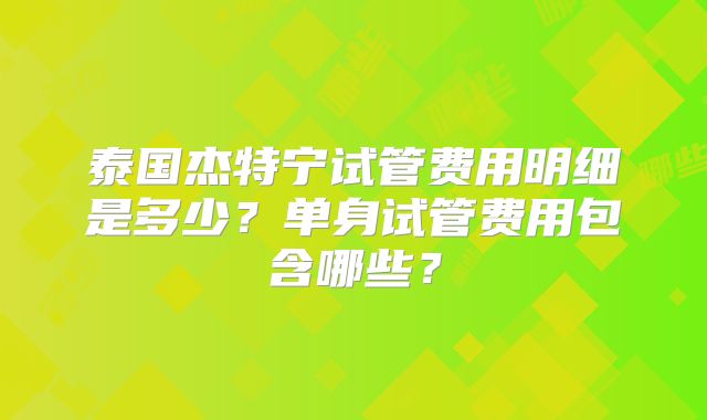泰国杰特宁试管费用明细是多少？单身试管费用包含哪些？