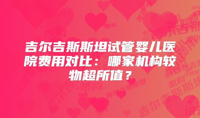 吉尔吉斯斯坦试管婴儿医院费用对比：哪家机构较物超所值？