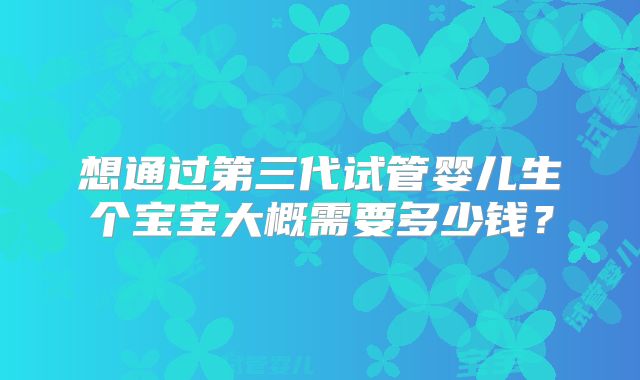 想通过第三代试管婴儿生个宝宝大概需要多少钱？