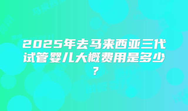 2025年去马来西亚三代试管婴儿大概费用是多少？