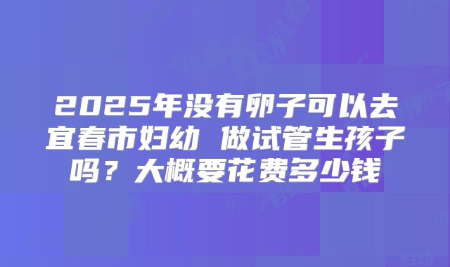 2025年没有卵子可以去宜春市妇幼 做试管生孩子吗?大概要花费多少钱