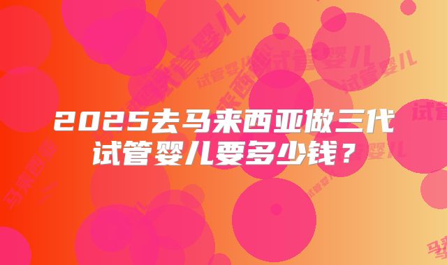 2025去马来西亚做三代试管婴儿要多少钱?