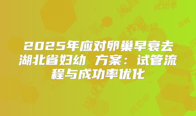 2025年应对卵巢早衰去湖北省妇幼 方案：试管流程与成功率优化