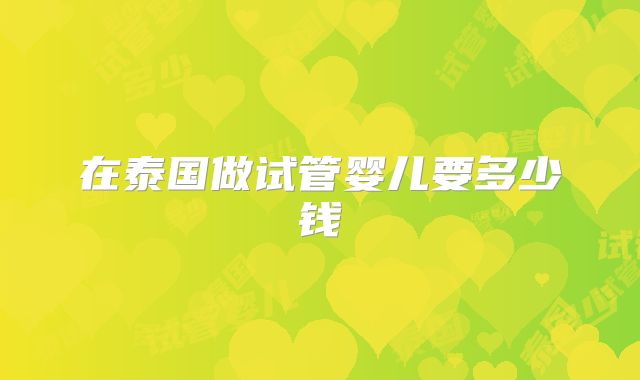在泰国做试管婴儿要多少钱