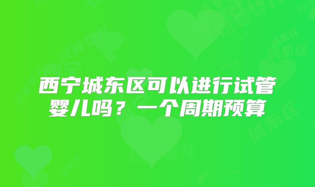 西宁城东区可以进行试管婴儿吗?一个周期预算