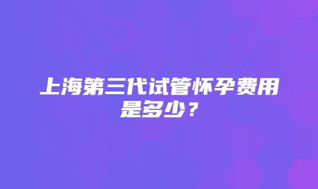 上海第三代试管怀孕费用是多少？