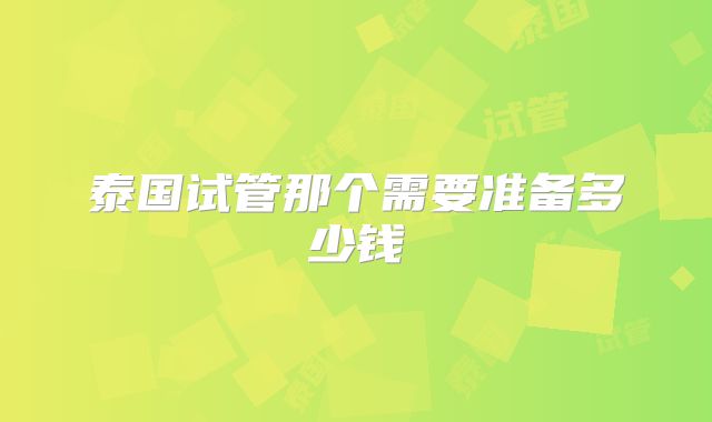 泰国试管那个需要准备多少钱