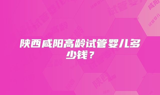 陕西咸阳高龄试管婴儿多少钱?
