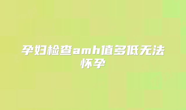 孕妇检查amh值多低无法怀孕