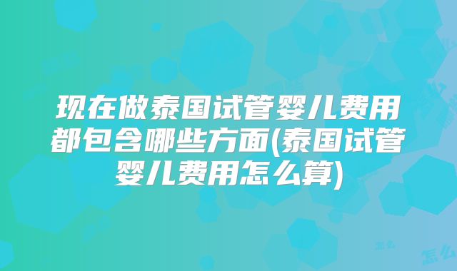 现在做泰国试管婴儿费用都包含哪些方面(泰国试管婴儿费用怎么算)
