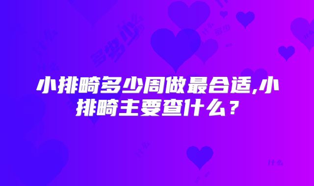 小排畸多少周做最合适,小排畸主要查什么？