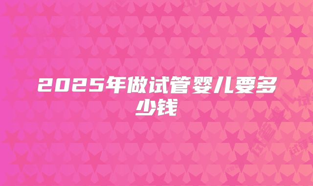2025年做试管婴儿要多少钱