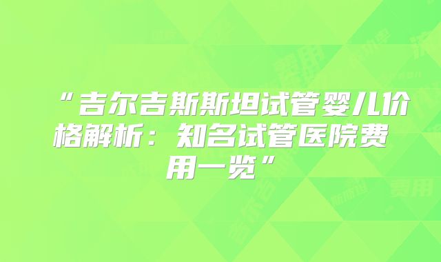 “吉尔吉斯斯坦试管婴儿价格解析：知名试管医院费用一览”