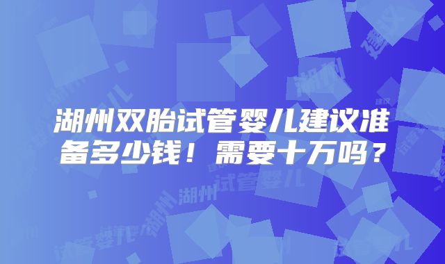 湖州双胎试管婴儿建议准备多少钱！需要十万吗？