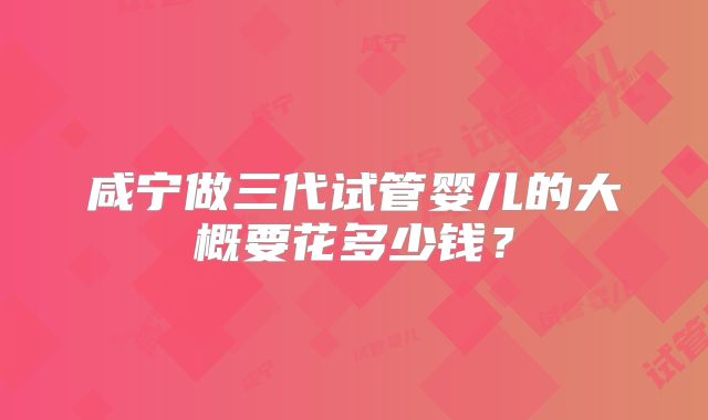 咸宁做三代试管婴儿的大概要花多少钱?