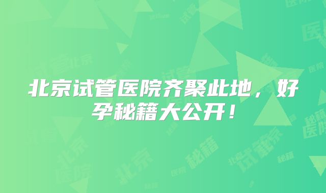 北京试管医院齐聚此地,好孕秘籍大公开!