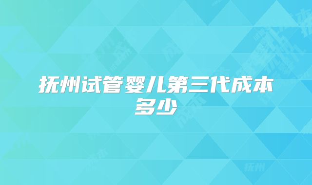 抚州试管婴儿第三代成本多少