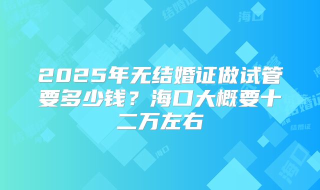 2025年无结婚证做试管要多少钱?海口大概要十二万左右