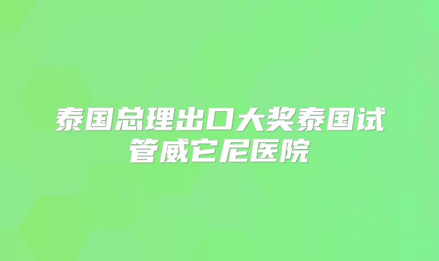泰国总理出口大奖泰国试管威它尼医院