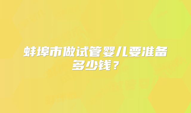 蚌埠市做试管婴儿要准备多少钱？