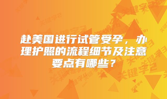 赴美国进行试管受孕，办理护照的流程细节及注意要点有哪些？