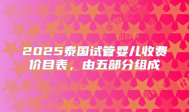 2025泰国试管婴儿收费价目表，由五部分组成