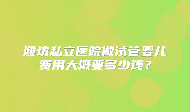 潍坊私立医院做试管婴儿费用大概要多少钱？