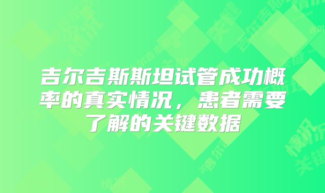 吉尔吉斯斯坦试管成功概率的真实情况，患者需要了解的关键数据