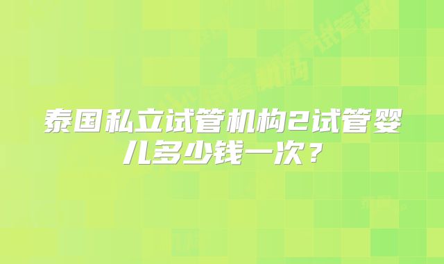泰国私立试管机构2试管婴儿多少钱一次？