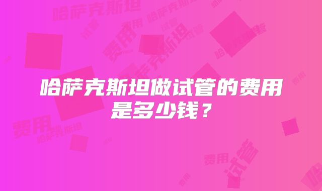 哈萨克斯坦做试管的费用是多少钱？
