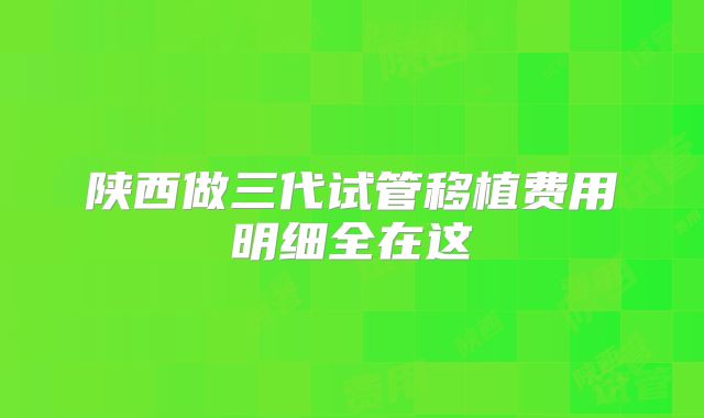 陕西做三代试管移植费用明细全在这