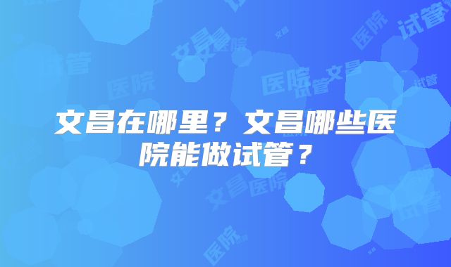 文昌在哪里?文昌哪些医院能做试管?