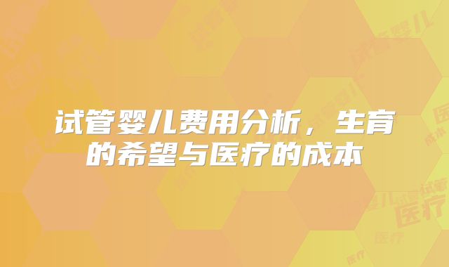 试管婴儿费用分析,生育的希望与医疗的成本