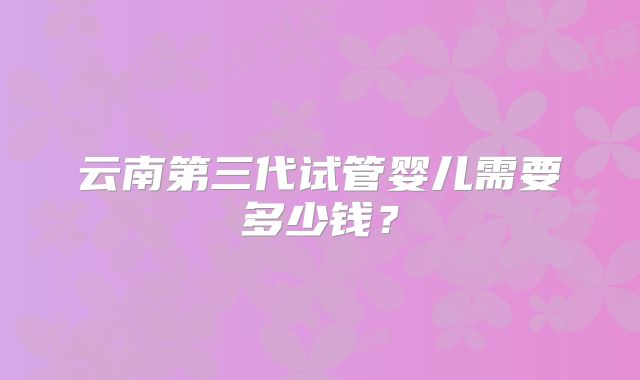云南第三代试管婴儿需要多少钱？