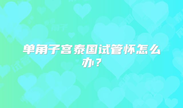 单角子宫泰国试管怀怎么办？