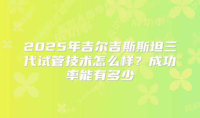 2025年吉尔吉斯斯坦三代试管技术怎么样？成功率能有多少
