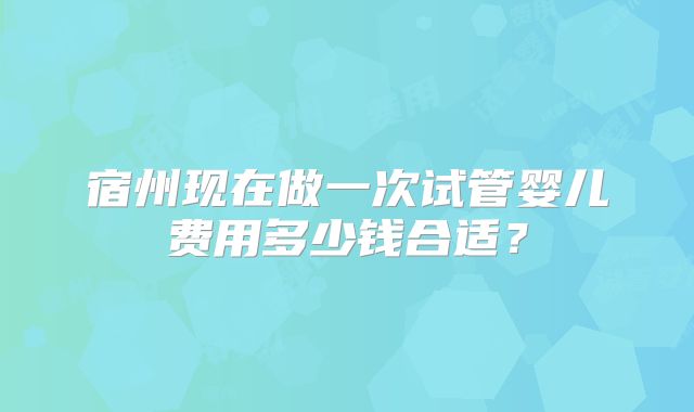 宿州现在做一次试管婴儿费用多少钱合适？