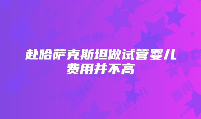 赴哈萨克斯坦做试管婴儿费用并不高