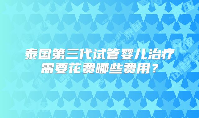 泰国第三代试管婴儿治疗需要花费哪些费用？