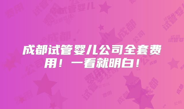 成都试管婴儿公司全套费用！一看就明白！