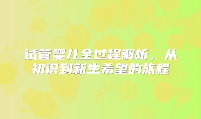 试管婴儿全过程解析，从初识到新生希望的旅程