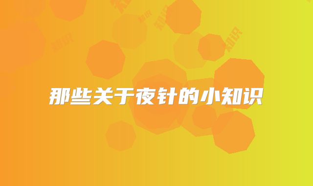 那些关于夜针的小知识