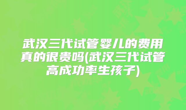 武汉三代试管婴儿的费用真的很贵吗(武汉三代试管高成功率生孩子)