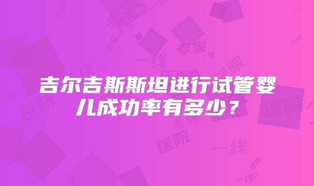 吉尔吉斯斯坦进行试管婴儿成功率有多少？