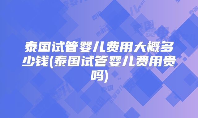 泰国试管婴儿费用大概多少钱(泰国试管婴儿费用贵吗)