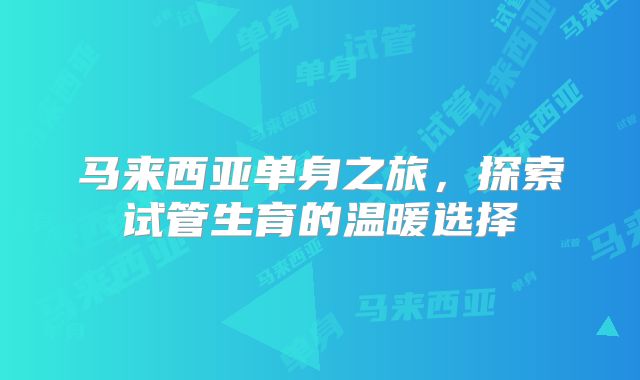 马来西亚单身之旅，探索试管生育的温暖选择