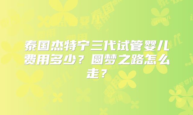 泰国杰特宁三代试管婴儿费用多少？圆梦之路怎么走？