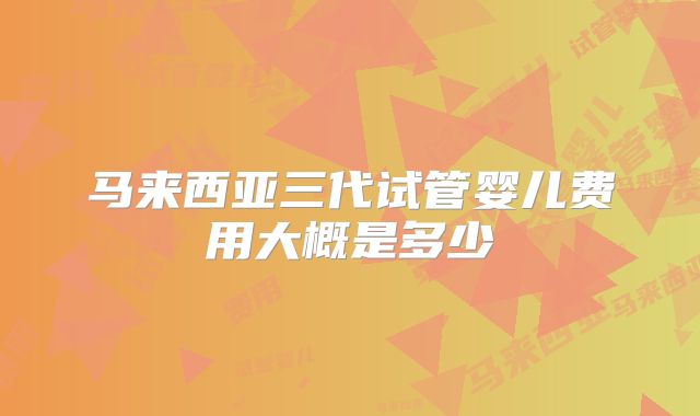 马来西亚三代试管婴儿费用大概是多少
